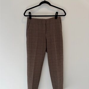 Women’s Brown Cropped Plaid Dress Pants